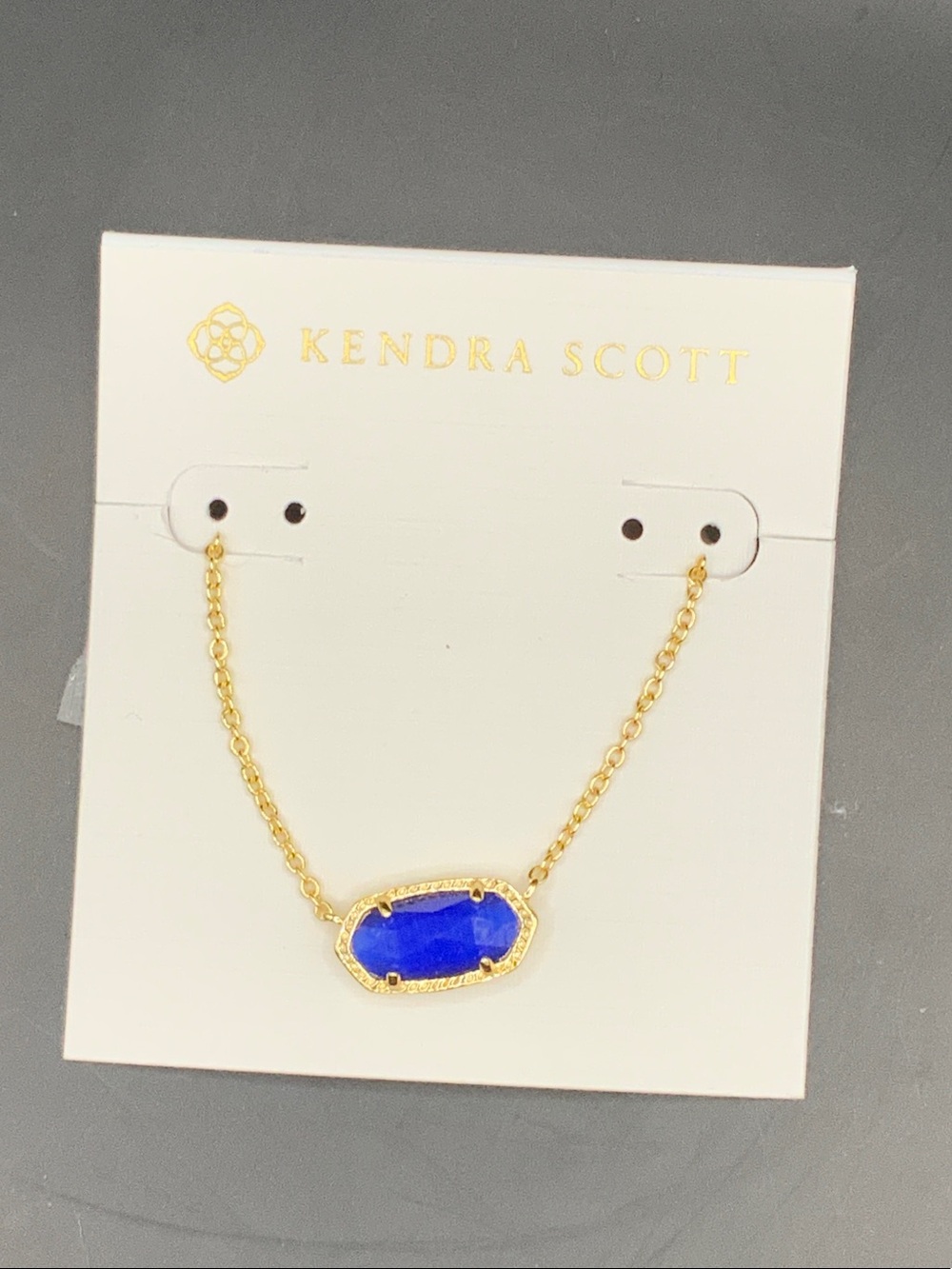 Kendra Scott Gold Necklace with Cobalt Blue Stone